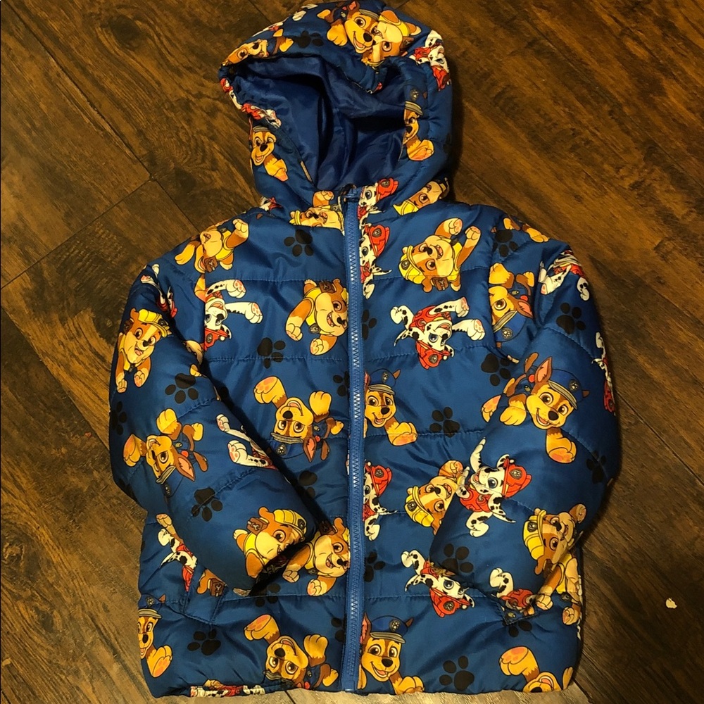Toddler Boy Paw Patrol Blue & Yellow Character Puffer Jacket with Hood